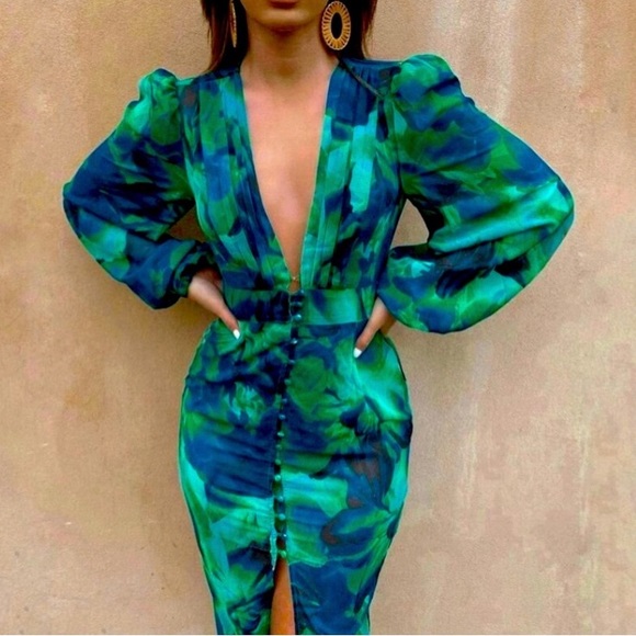 Beautiful Multi Green Dress - Picture 1 of 8